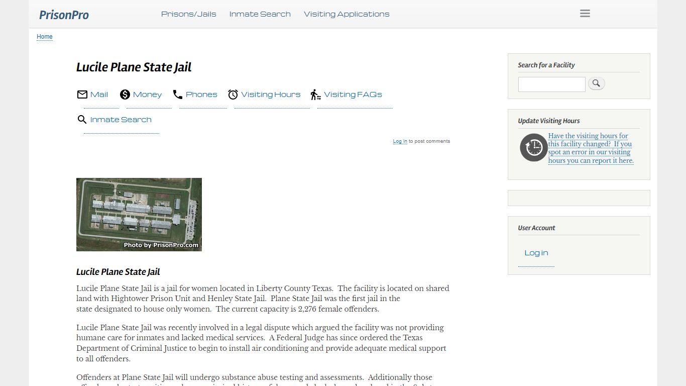 Lucile Plane State Jail Visiting hours, inmate phones, mail